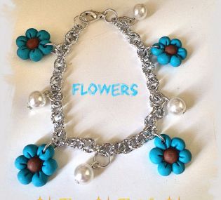 BRA-8 Bracciale dis. FLOWERS var. azzurro-cacao (1)