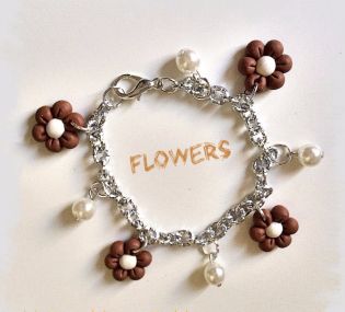 BRA-8 Bracciale dis. FLOWERS var. cioccolato-bianco (3)